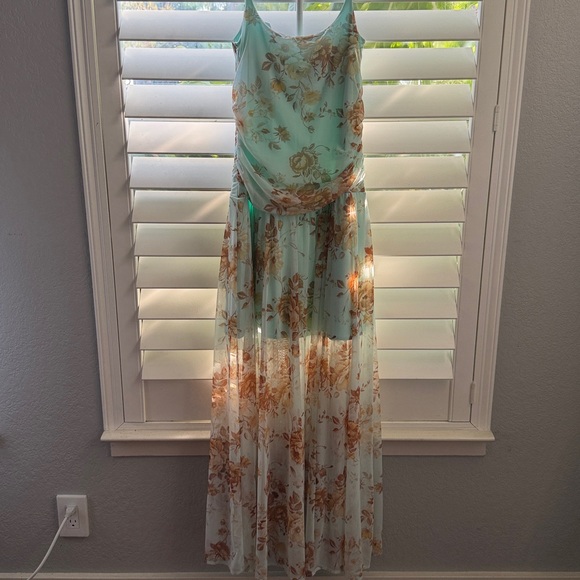 Abercrombie & Fitch Mint Green Floral Maxi Dress Medium tall - Picture 6 of 6